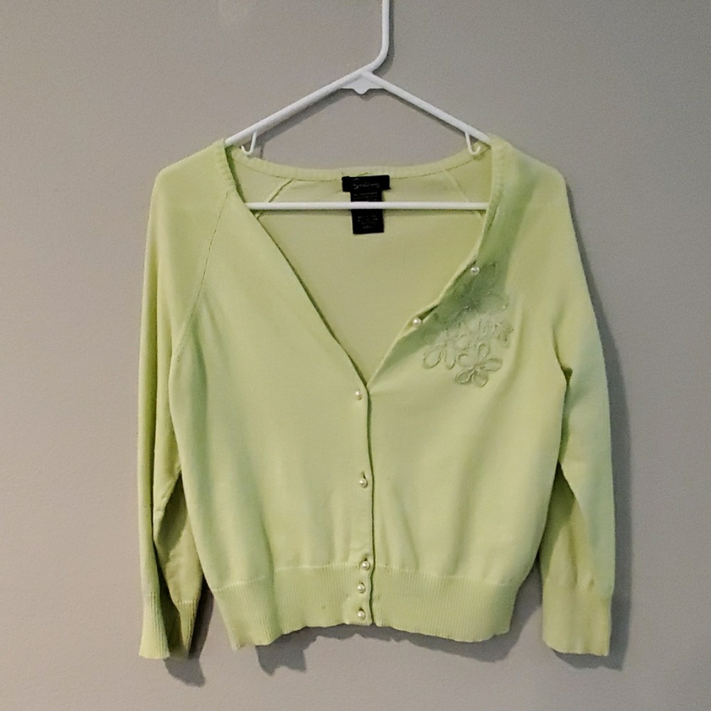 Green sweater cardigan
